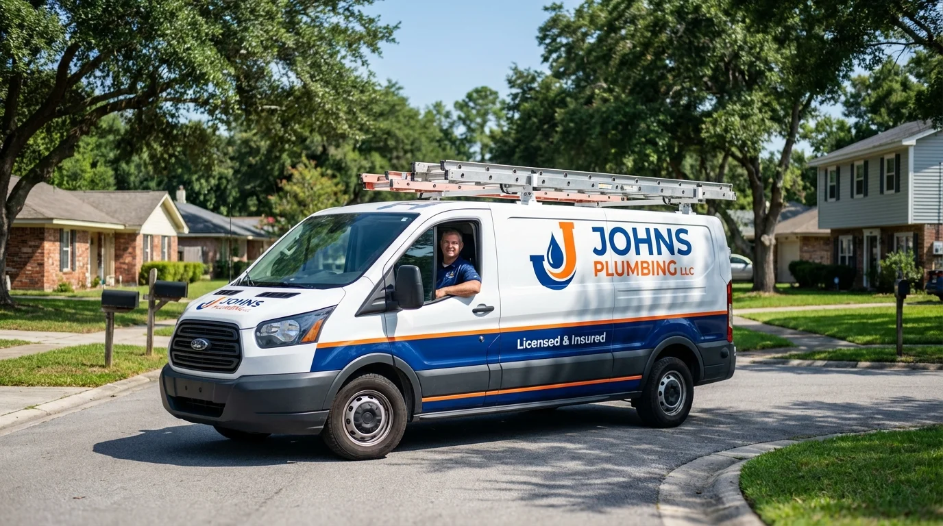 Johns Plumbing LLC service van in South Roxana, IL