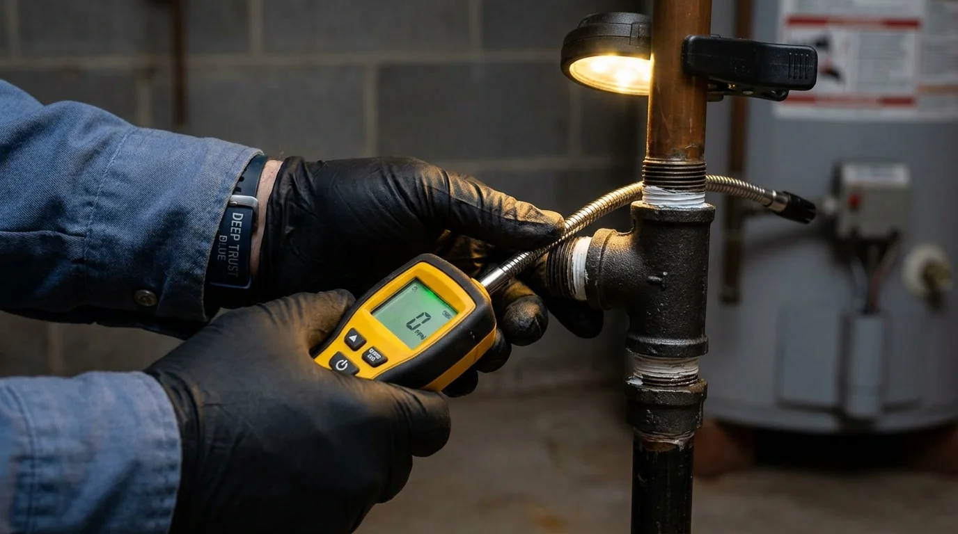 Gas leak detection with electronic sniffer by Johns Plumbing LLC in South Roxana