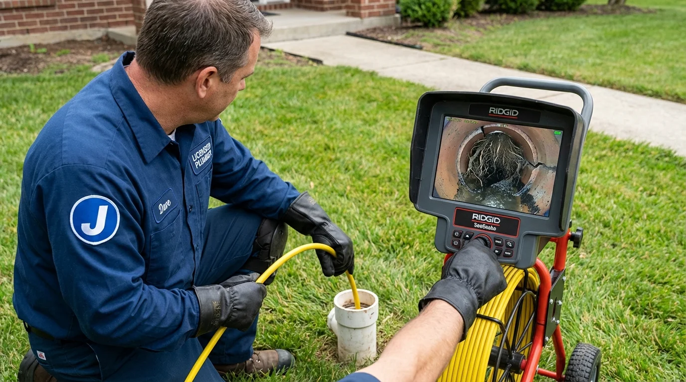 Sewer camera inspection being performed by Johns Plumbing LLC in South Roxana