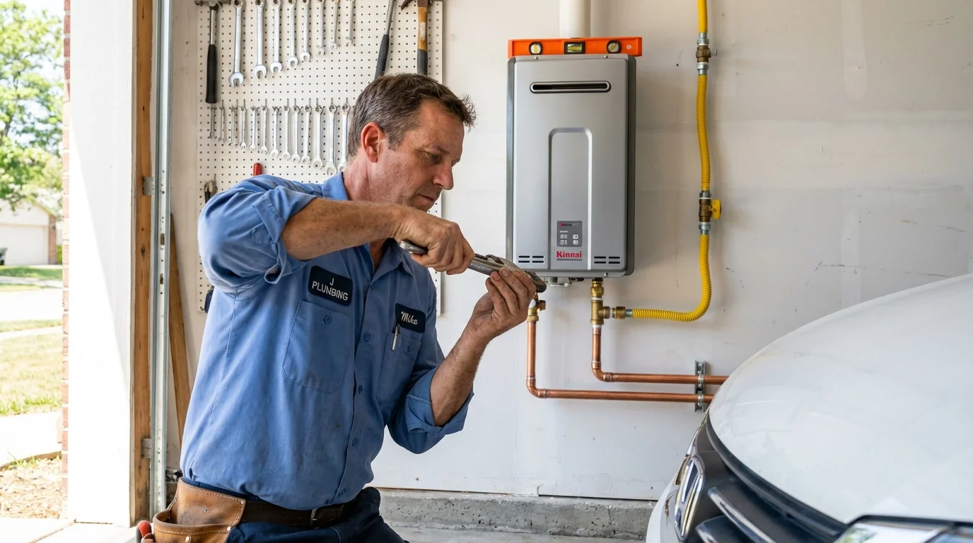 Tankless water heater installation by a Johns Plumbing LLC plumber in South Roxana